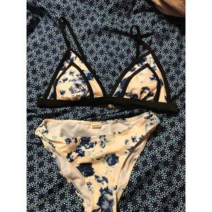 Cream colored bikini with flowers